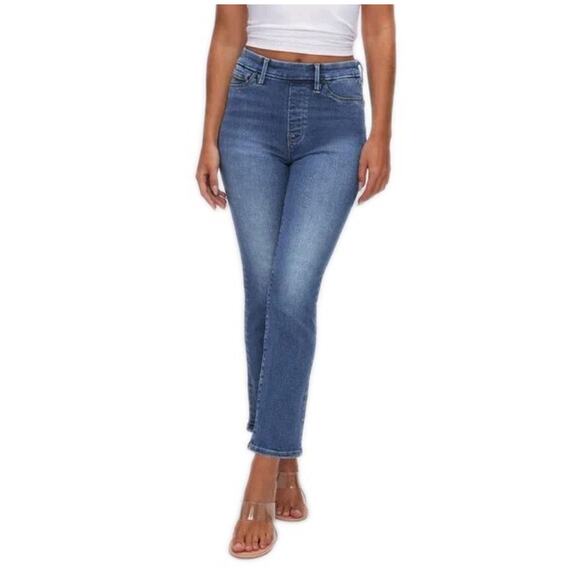 GOOD AMERICAN Power Stretch Pull-On Straight Jeans Indigo490 Women's 5 / 2XL - Picture 1 of 7